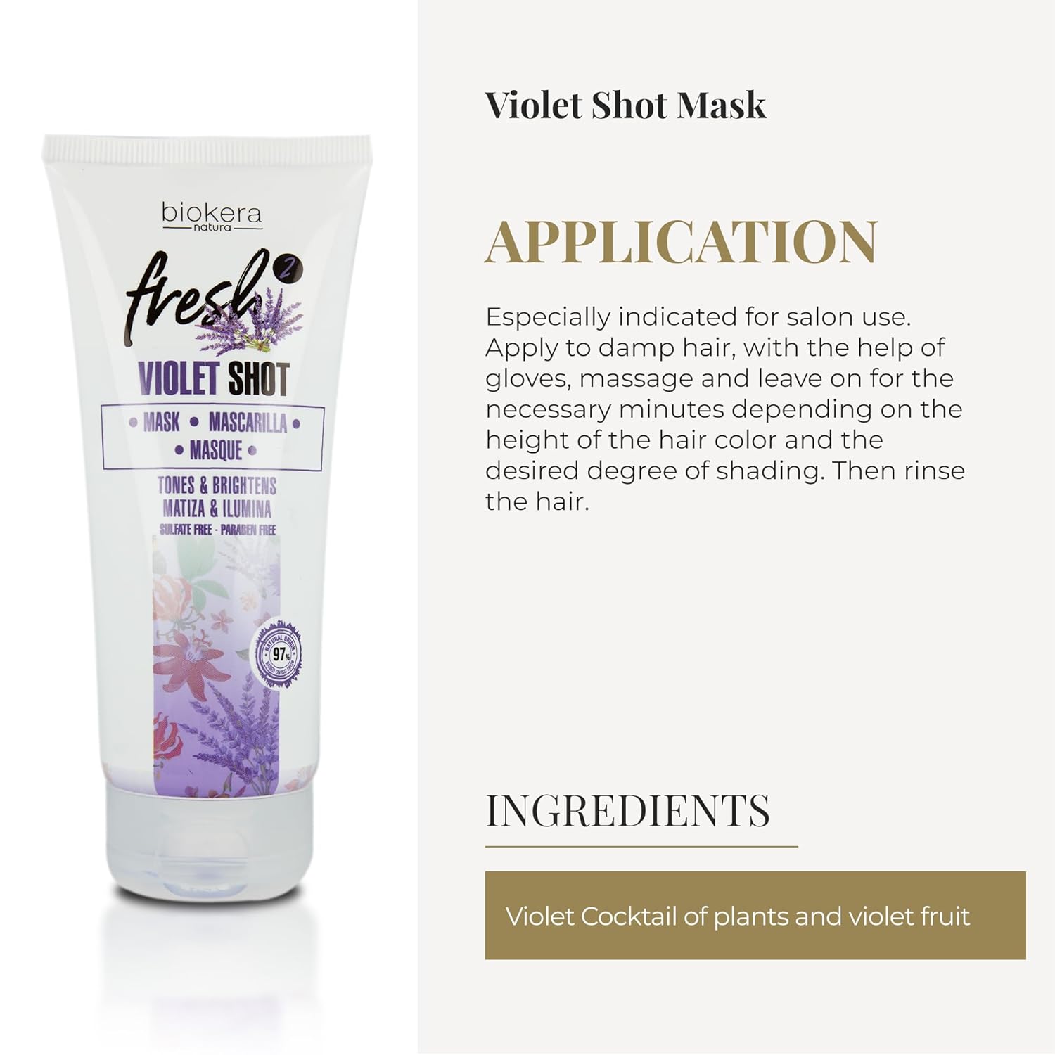 SALERM - Purple Mask - Biokera Fresh Violet Shot Mask - 200 ml - For Blonde, Gray, Highlighted, or Bleached Hair - Helps Neutralize Yellow Tones - Enhances Shine - Image 4
