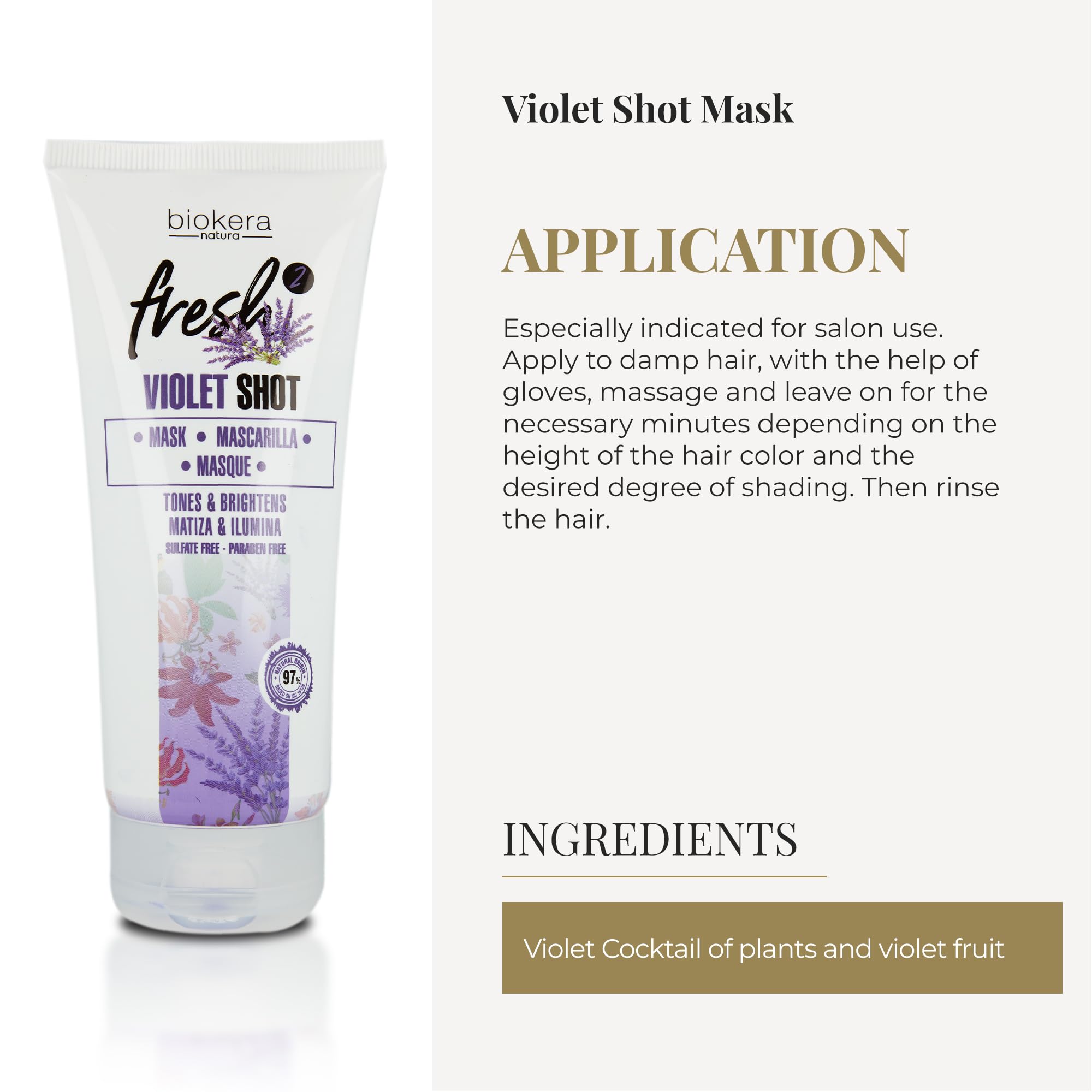 Salerm Biokera Fresh Violet Shot Toning Mask for Blonde Hair, 200 ml