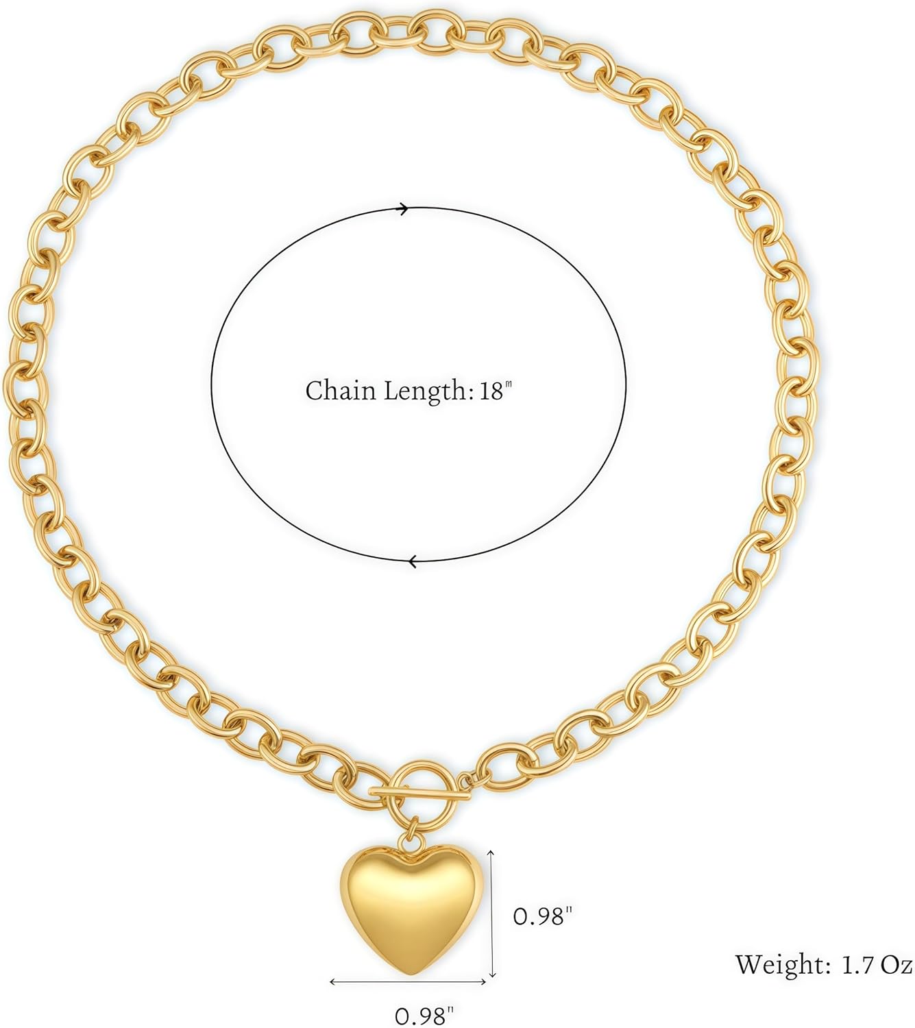Chunky Gold Necklace for Women, Chunky Heart Necklace layered Puffy Heart Necklaces Long Thick Pendant Bold Statement Necklaces for Women Trendy - Image 6