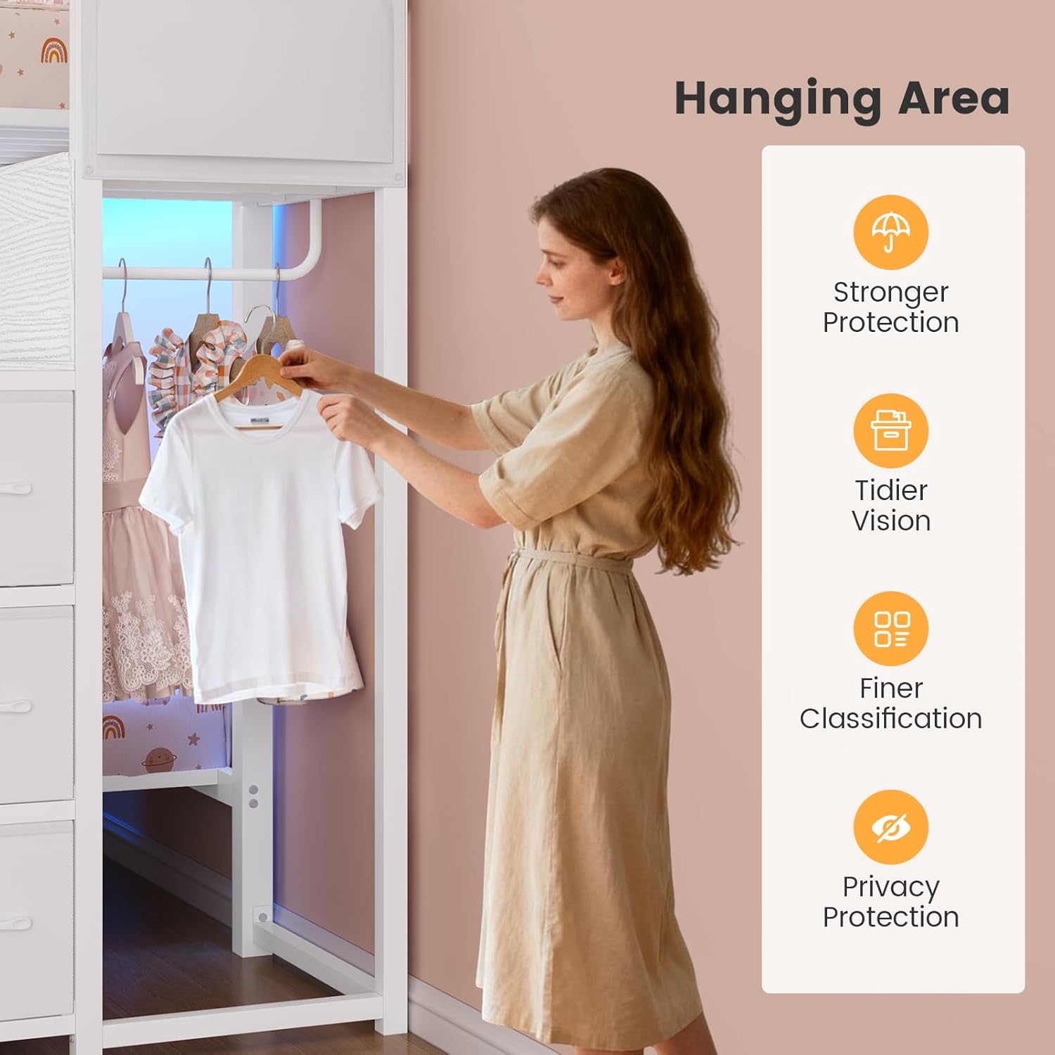 Close-up of the 13.4 inch upper guardrail and the anti-tipping kit installation.