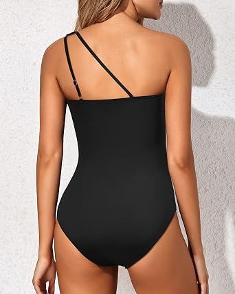 Women's One Shoulder One Piece Tummy Control Swimsuit Full Coverage