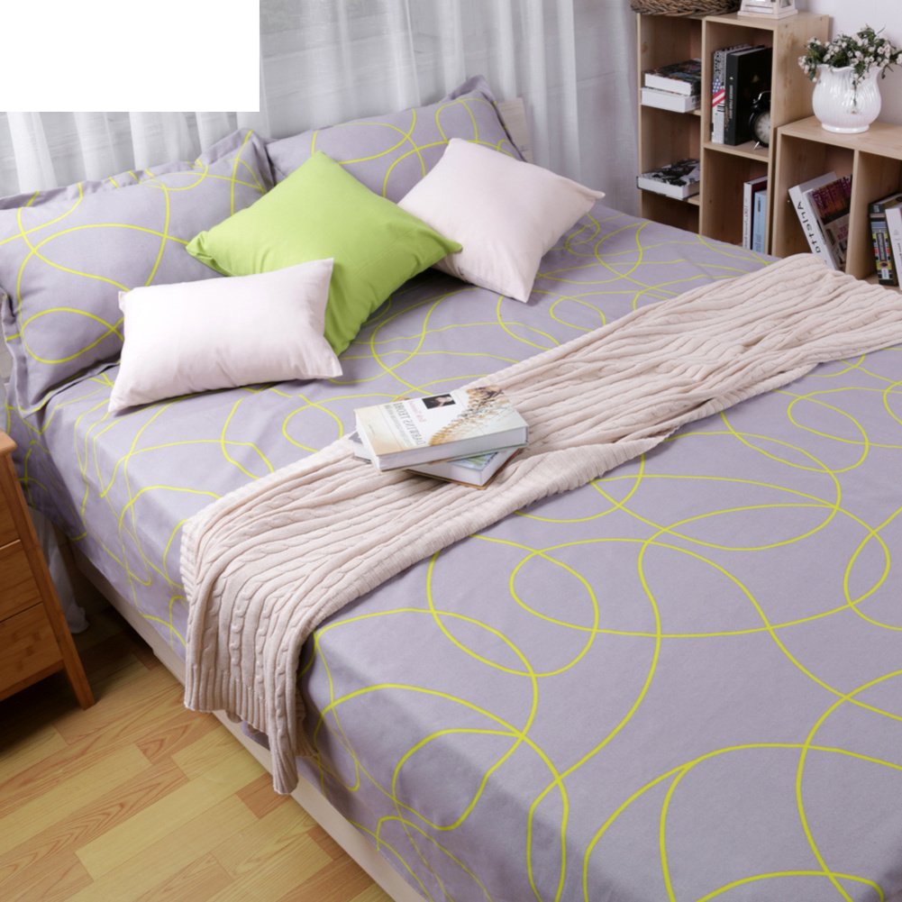 Tissu pur coton épais anti-usure drap de lit imprimé B 200x230cm pour matelas double