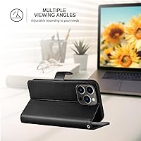 Vista 3 de Funda tipo cartera para iPhone 15 Pro Max, bloqueo RFID, soporte para 3 tarjetas con ranura para tarjetas de crédito, funda protectora magnética