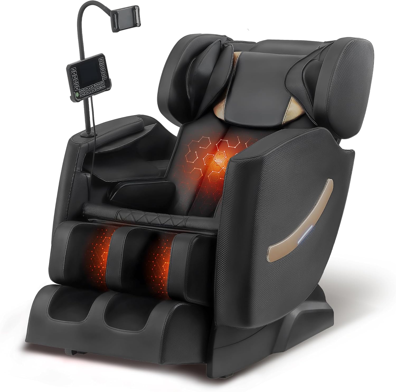 180° Zero Gravity Full-Body Massage Chair with Lumbar & Calves Heating,8 Rollers & 20 Airbags,6 Auto Modes, Bluetooth Audio and Foot Rollers,for Home Office Relaxation,Ideal Gift (Carbon Black) product image