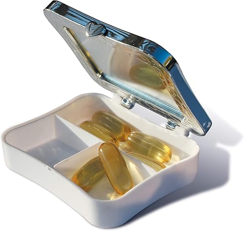 Vista 2 de Lissom Design Pastilleros pequeños para bolso o bolsillo, organizador de viaje para medicamentos o joyas, 3 compartimentos, cebra