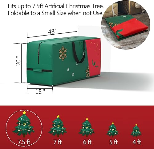 Miniatura 2 de Nueva actualización bolsa de almacenamiento para árbol de Navidad, bolsas para árbol de Navidad de 7.5 pies, poliéster Oxford 600D resistente con