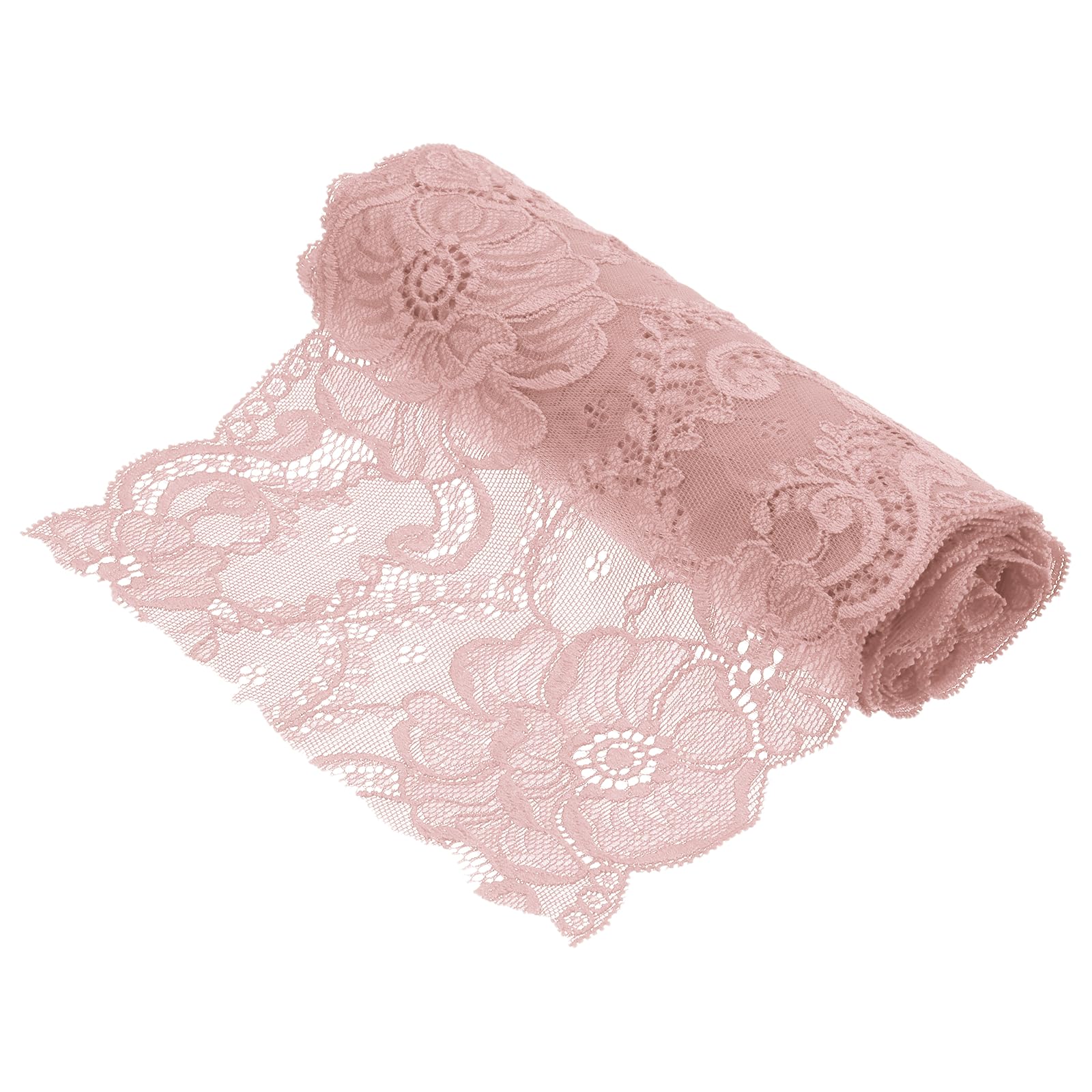 sourcing map 7.1 Inch Wide 2 Yard Lace Ribbon Floral Pattern Leather Pink Lace Trim Ribbon for DIY Crafts, Gift Wrapping, Bouquets, Wedding Decor, and Sewing Making