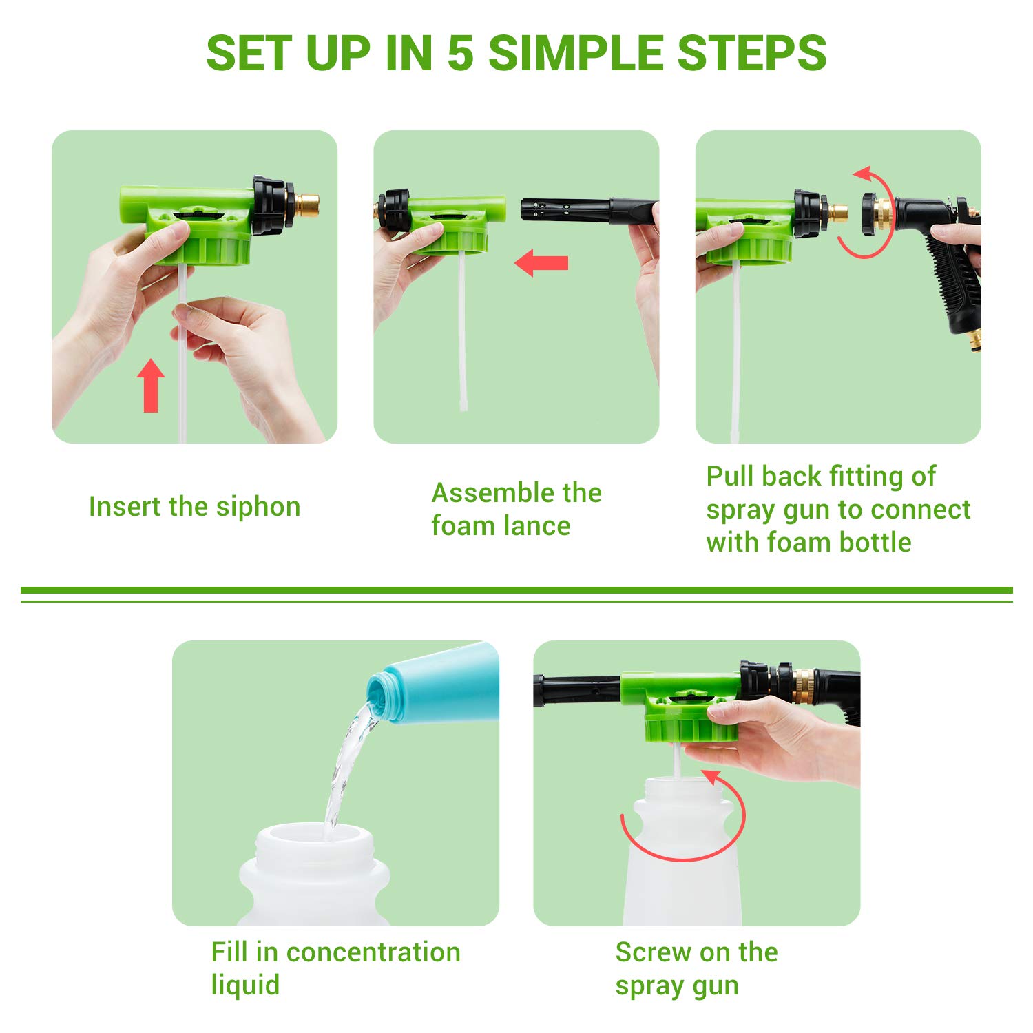 Ohuhu Car Wash Foam Gun, Car Wash Soap Sprayer with 3/8" Brass