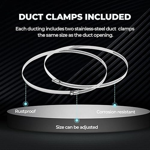 Vista 164 de iPower Manguera de ventilación flexible de 3 pulgadas y 8 pies de conducto de aluminio de 4 capas de protección para secadora para calefacción