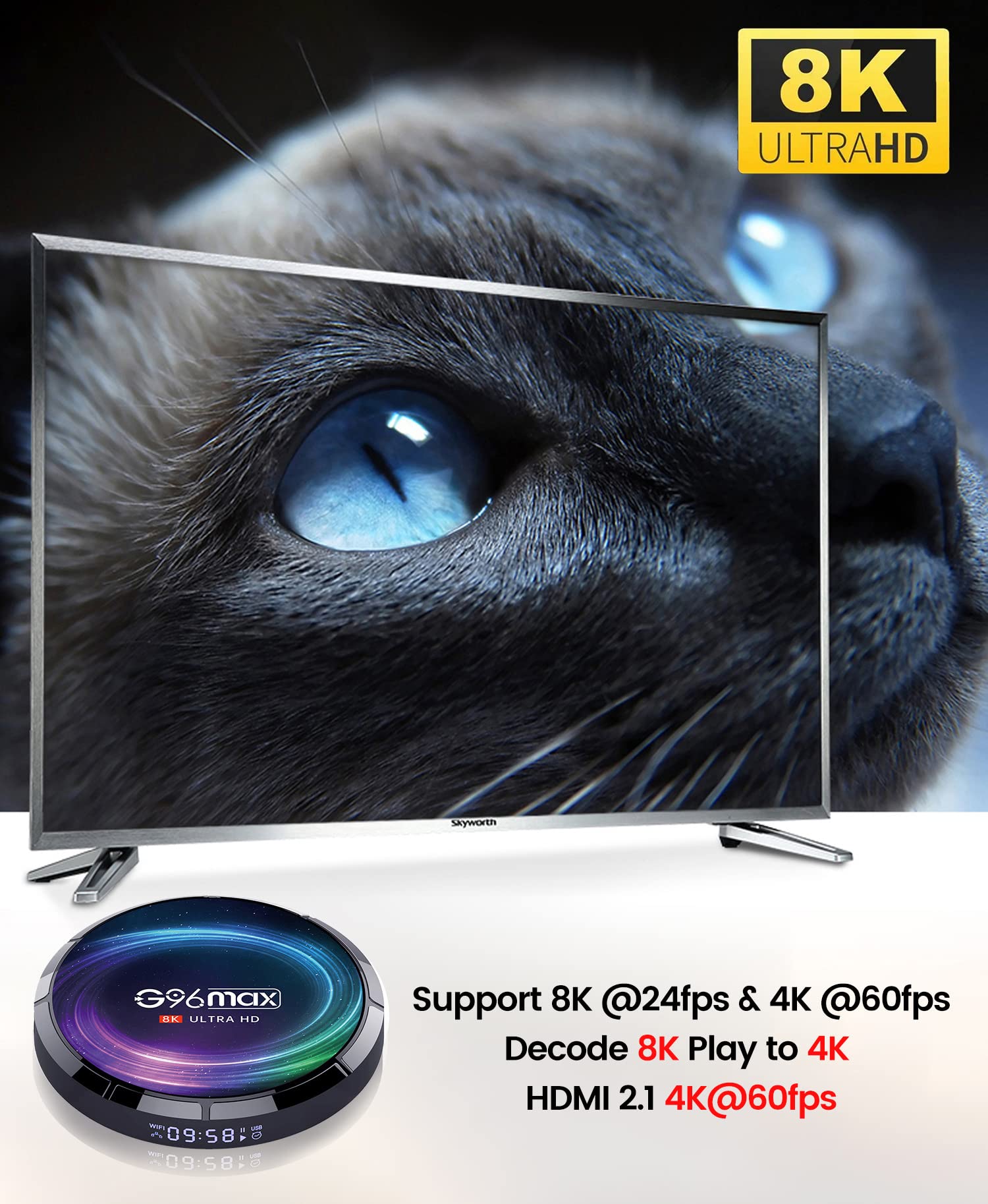 CHROX Boîtier TV Android 11.0, 4 Go + 128 Go avec Amlogic S905X4 64 Bits Quad Core Arm Corte-A55 Prend en Charge Les Boîtiers Smart TV 2,4G 5G Double Wifi/8K/4K/3D/USB 3.0/H.265,2gb+16gb