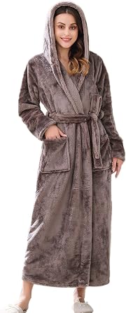 Richie House Womens Soft Warm Fleece Bathrobe with Hood Size S-XL RHWN2233