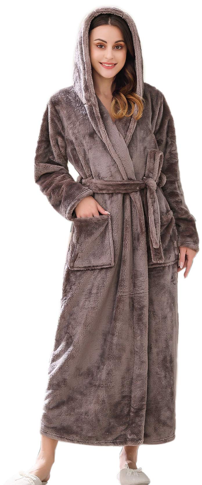 Richie HouseWomen's Soft Warm Fleece Bathrobe with Hood Size S-XL RHWN2233
