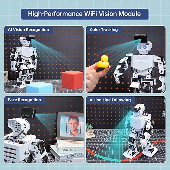 AI Vision & Voice Interaction Robot for Arduino Scratch Python Programming 17DOF Humanoid Robot Large AI Model STEM Project Education Voice Command Walking Dancing Self-Stand Up, Tonybot Advanced kit