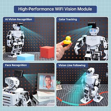 AI Vision & Voice Interaction Robot for Arduino Scratch Python Programming 17DOF Humanoid Robot Large AI Model STEM Project Education Voice Command Walking Dancing Self-Stand Up, Tonybot Advanced kit