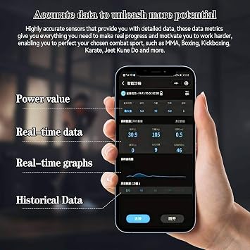 Smart Punch Force Tracker - Monitor Punch Power, Speed & Performance with Real-Time Data & Voice Feedback via App, Suitable for Home Gyms & Dojos White