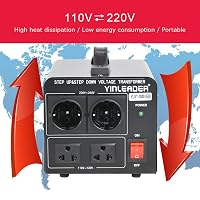 Yinleader 1000W Feszültségátalakító Transzformátor 230V-110V, Toroid Magos, 4kg, 2db 110V + 2db 220V EU Aljzat, CE Tanúsítvány, Fekete 7