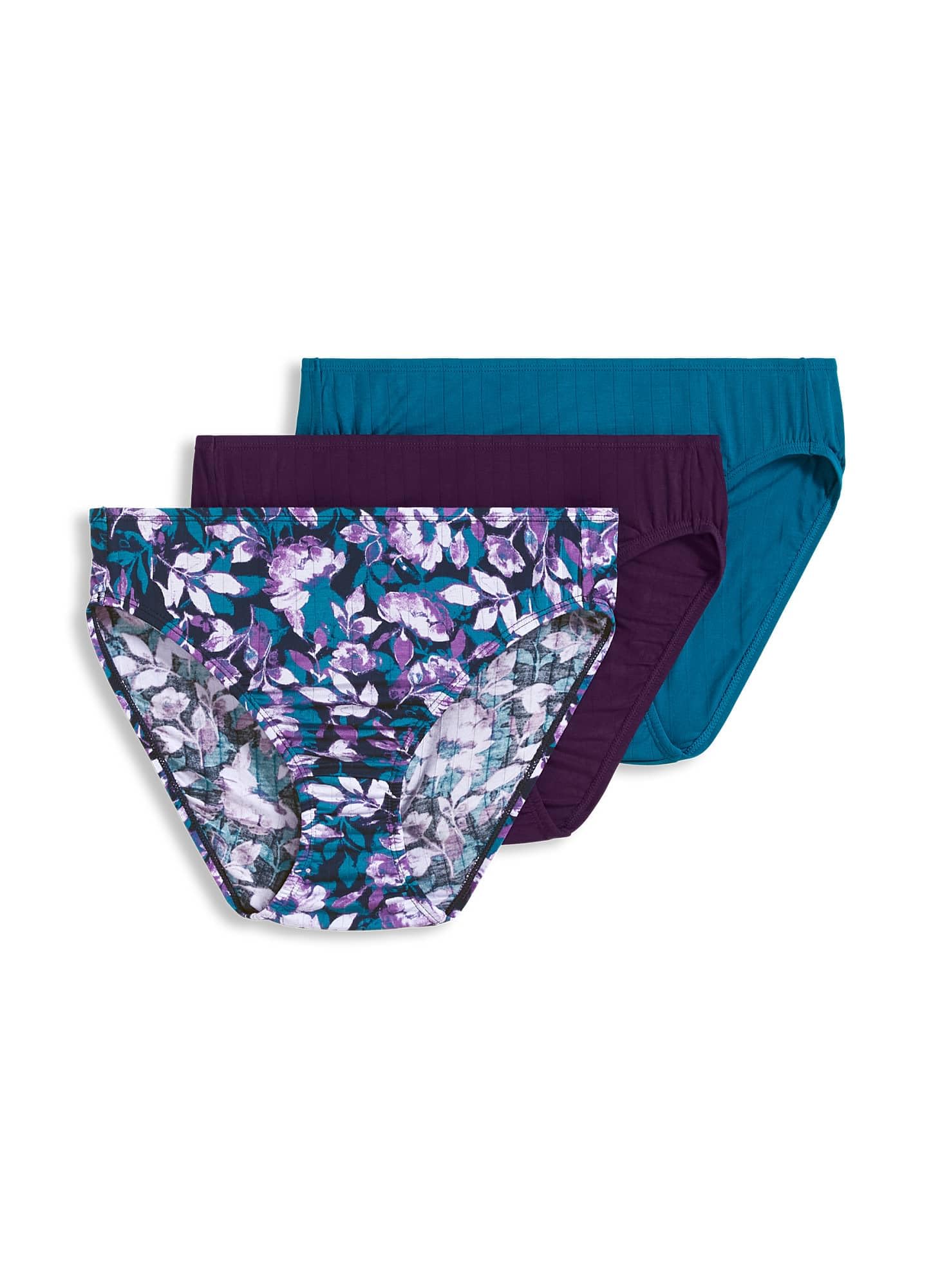jockeyWomen's Underwear Supersoft Breathe French Cut - 3 Pack, Deep Plum/Really Teal/Moody Floral, 9