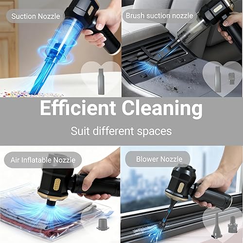 Miniatura 4 de Aspiradora de mano para automóvil, aspiradora de 12000 Pa y plumero de aire, aspiradora de mano inalámbrica portátil con motor sin escobillas y
