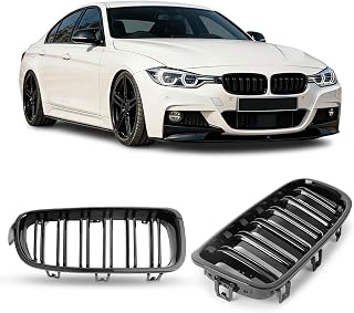 Joyzeal F30 Kidney Grille – Gloss Black Double Slats for 2012-2018 BMW 3 Series F30 F31 320i 328i 330i 335i 340i xDrive | 100% ABS | Snap-On No Modification | 1 Pair