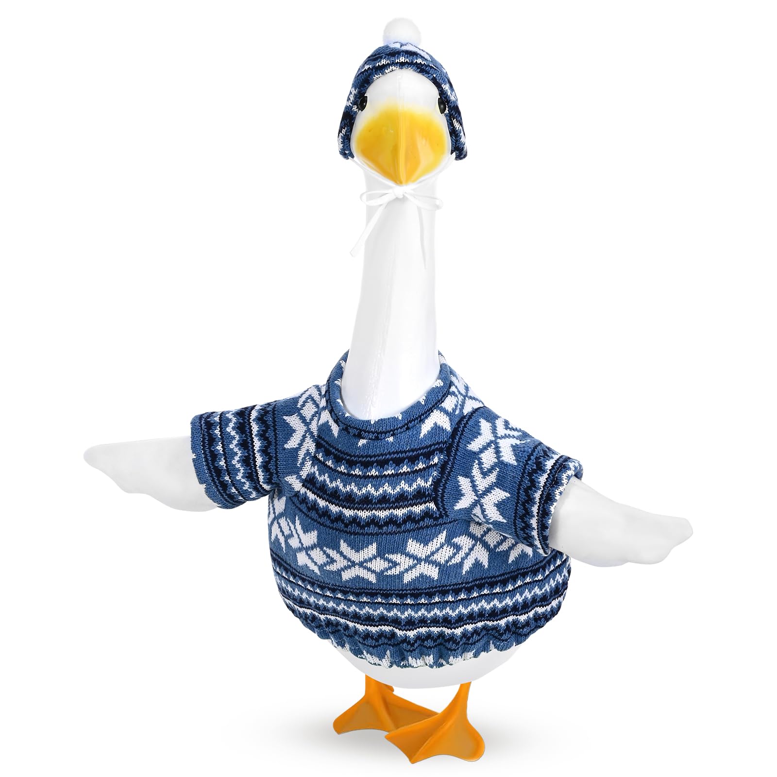 JcHrmers Sweater Porch Goose Outfits Winter Christmas Lawn Goose Clothes Fits 23" Cement Plastic Goose Statue for Winter Xmas Outdoor Garden Yard