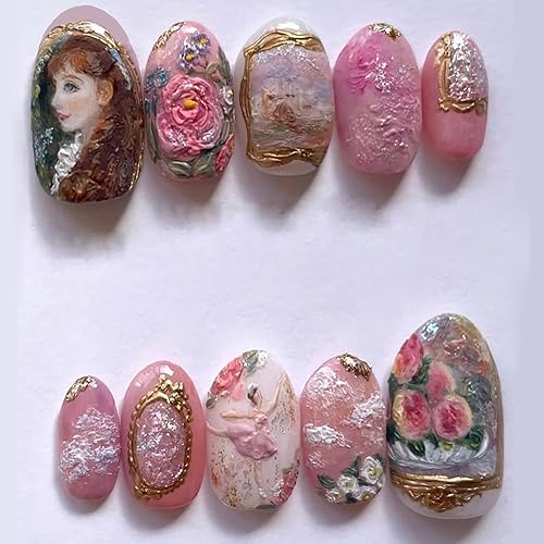 24 Pcs Press on Nails Short Oval Fake Nails Artificial