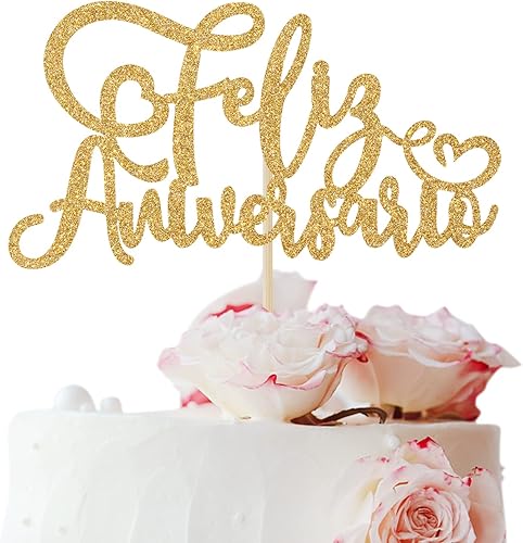 Decoración para tartas de aniversario con purpurina dorada, Happy Ever After/We Still Do - Decoración para tartas, suministros de decoración de