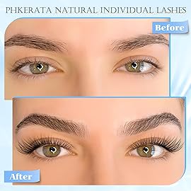 PHKERATA Natural Lash Clusters Wispy Eyelash Clusters 200Pcs Lashes Clusters C Curvature Individual Lashes DIY Cluster Eyelash Extensions with Soft Lash Band, 9-14 mm Mix
