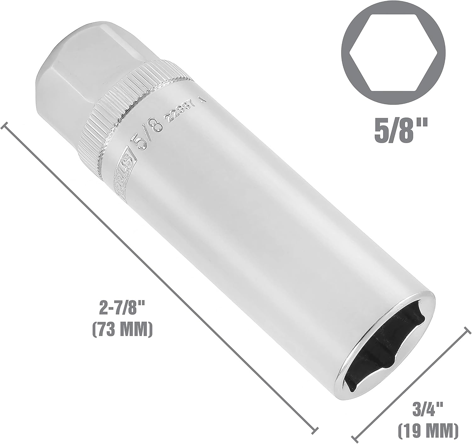 OEMTOOLS 22887 5/8 Spark Plug Socket, 3/8 Drive Magnetic Spark Plug Socket for Engine Tune Ups, Oil-Resistant Chrome Finish, S2 Alloy Steel