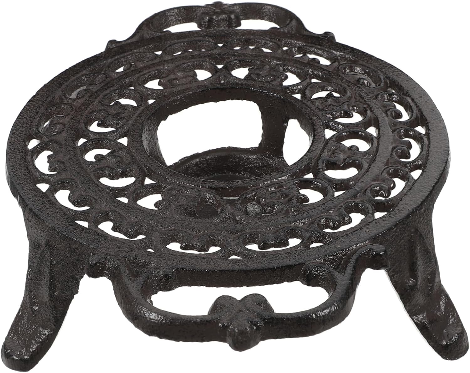 Cast Iron Teapot Tripod Warmer with Dual Handles and Candle Holder Stable Heat Retention Base for Brewing Tea Coffee and Heating Milk Portable Stove for Home and Office Use