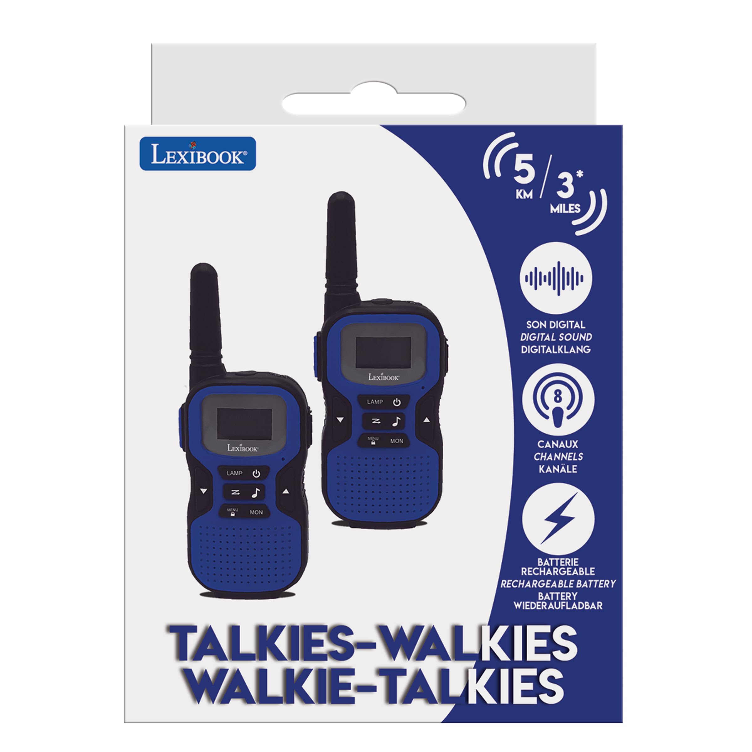 Lexibook, Walkie-Talkie Fino a 5 km, Blu Nero, TW60LXB