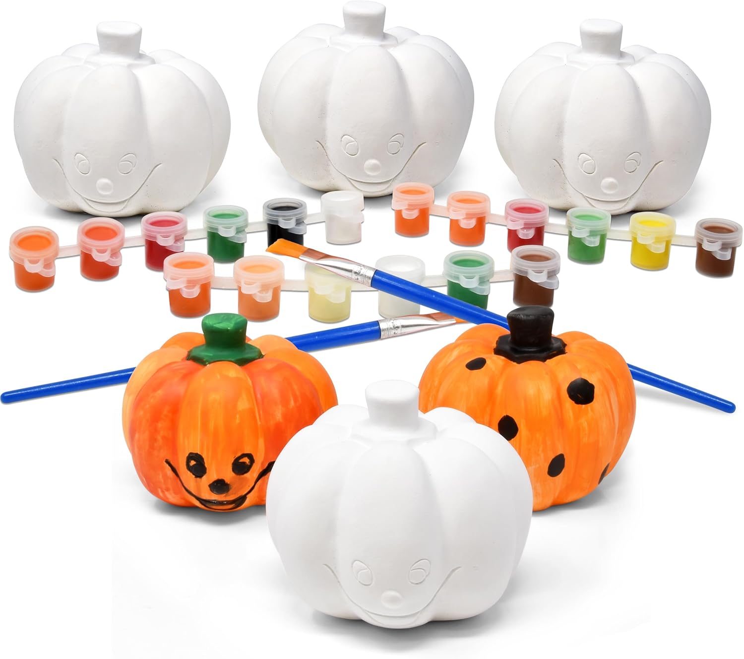 Thanksgiving Ceramic Pumpkins Figurines Paint Craft Kit Set of 6