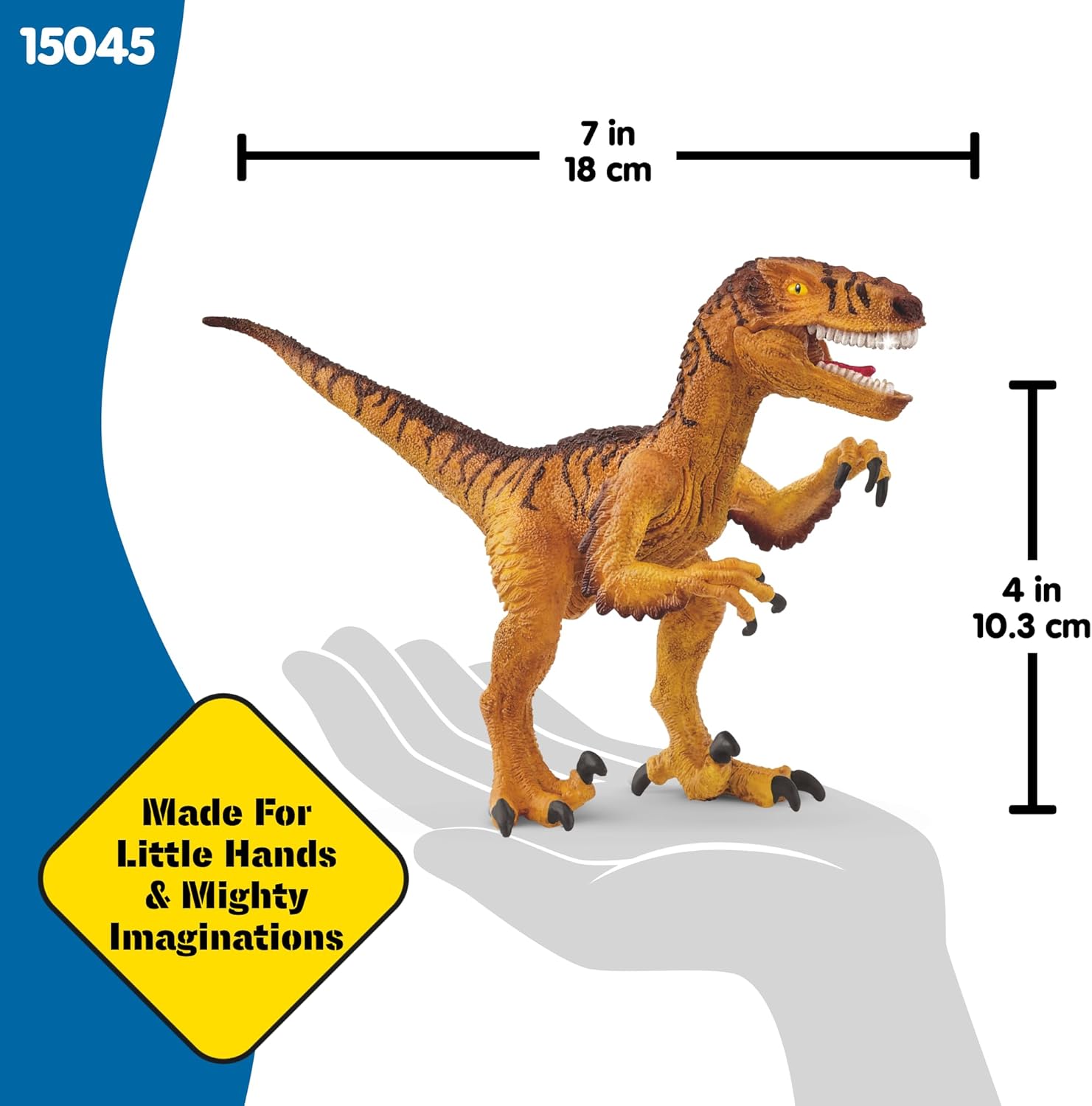 Schleich Dinosaurs - 7", Realistic Velociraptor Dinosaur Toy. Detailed Dino Action Figure with Movable Jaw for Boys and Girls. Fun, Imaginative Play Figurine Dinos - Cool Toys for Kids Ages 5+, 15045
