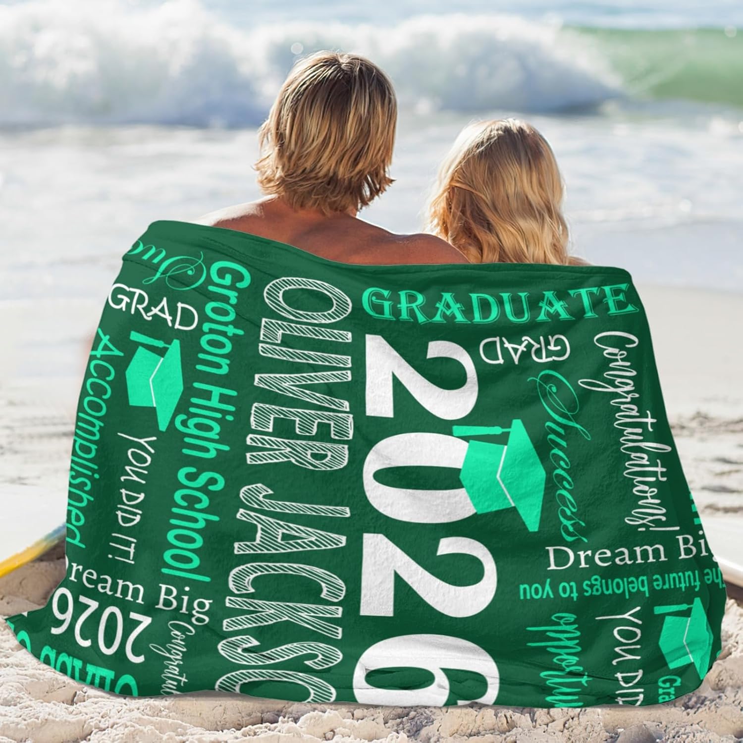 Dr.TOUGH Personalized Graduation Gifts Blanket with Name School Custom Class of 2026 Graduation Blankets Customized Throw Blanket for High School