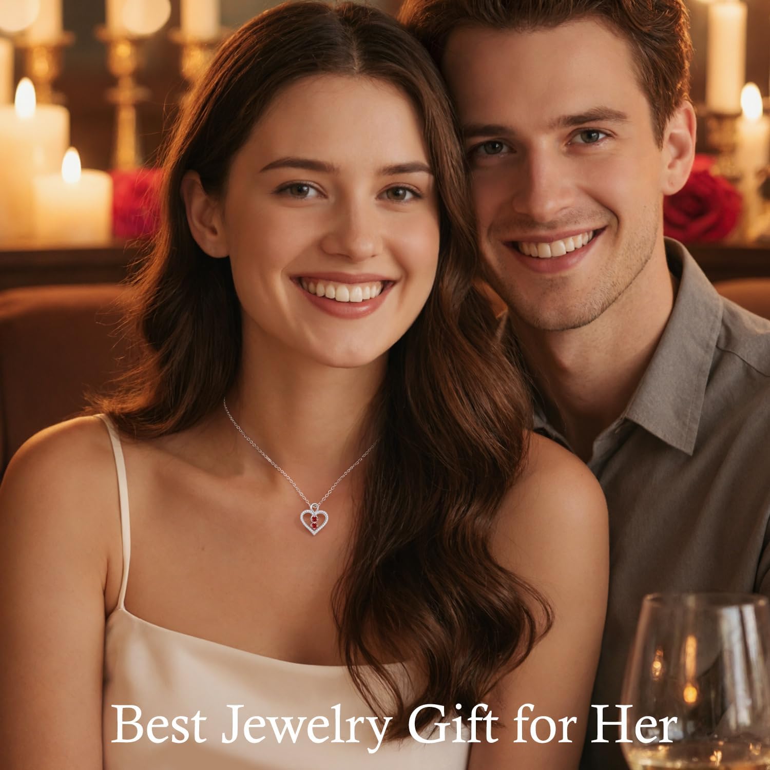 LOUISA SECRET Infinity Double Birthstone Necklace, 925 Sterling Silver Tiny Pendant Heart Necklace for Women Wife Her, Best Jewelry Gift Heart Jewelry Meaningful Gift for Valentine's Day, Christmas, Birthday Anniversary - Image 3