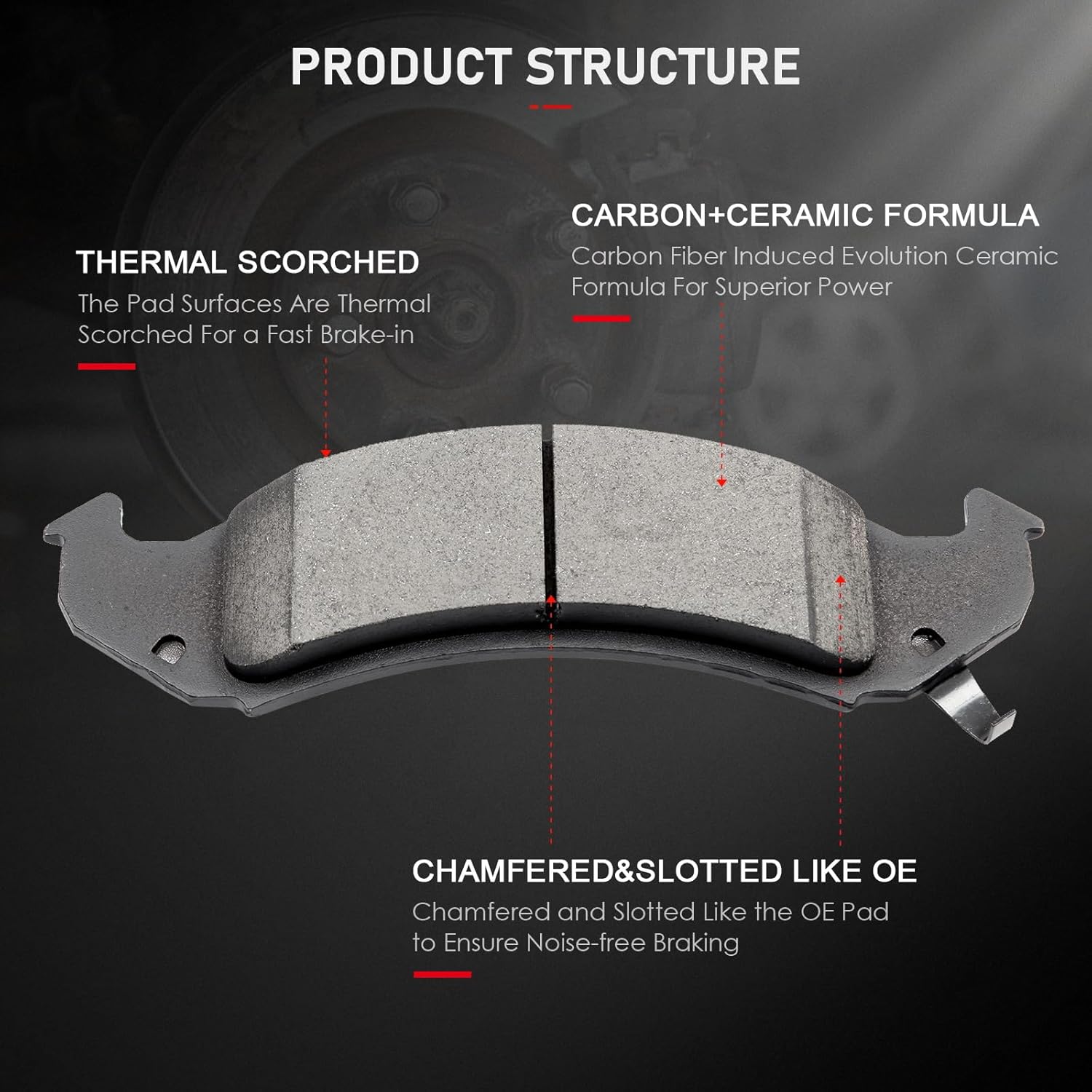 cciyu D623 Front Ceramic Brake Pads Kits 4pcs fit For Buick LeSabre,Riviera,For Cadillac DeVille,Seville,For Chevy Lumina APV,For Oldsmobile 88,98,Aurora,LSS,For Pontiac Firebird
