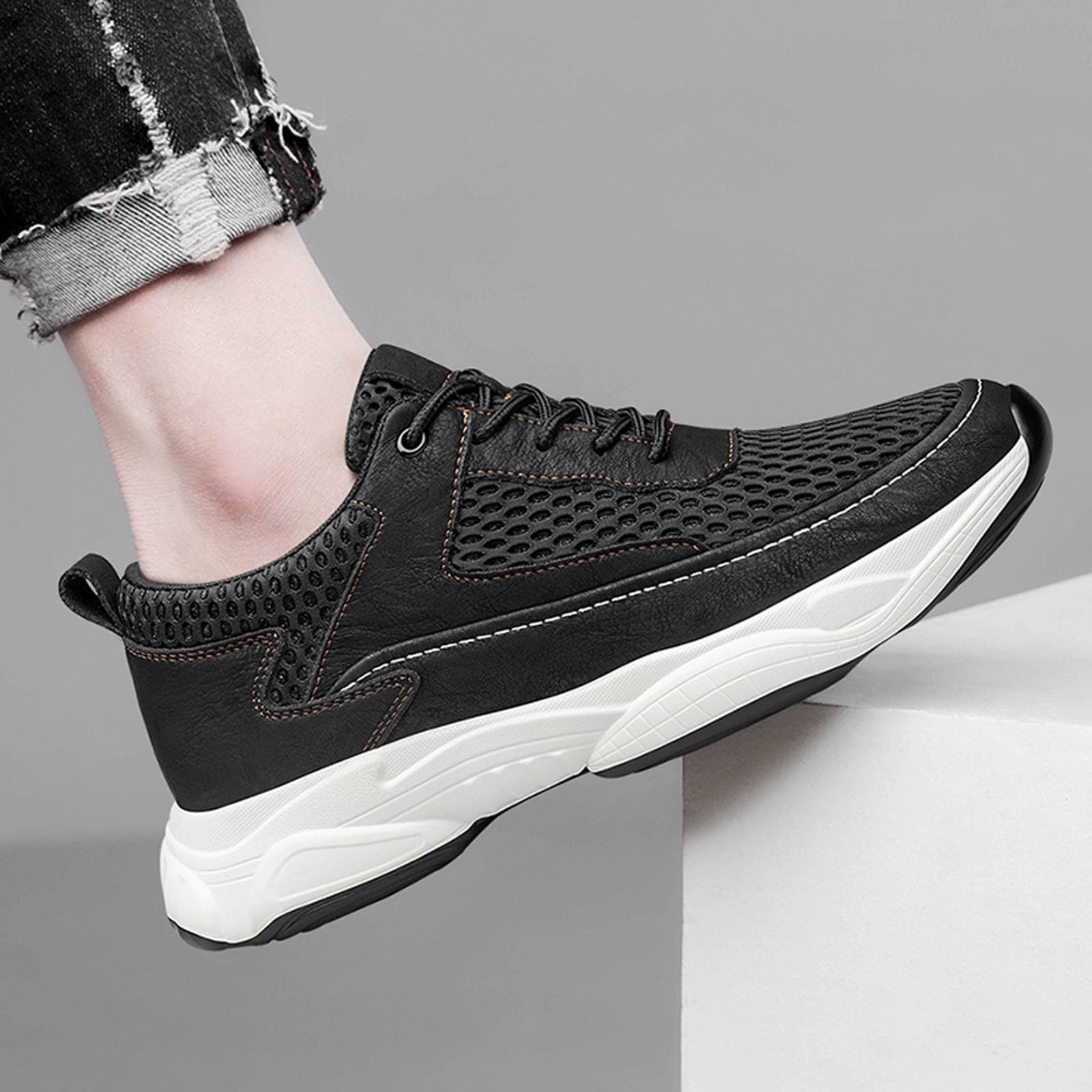 Sneakers da uomo in rete leggera traspirante con tacco invisibile 6/8/10 cm Taller scarpe sportive casual sneakers traspiranti per città tempo libero e passeggiate