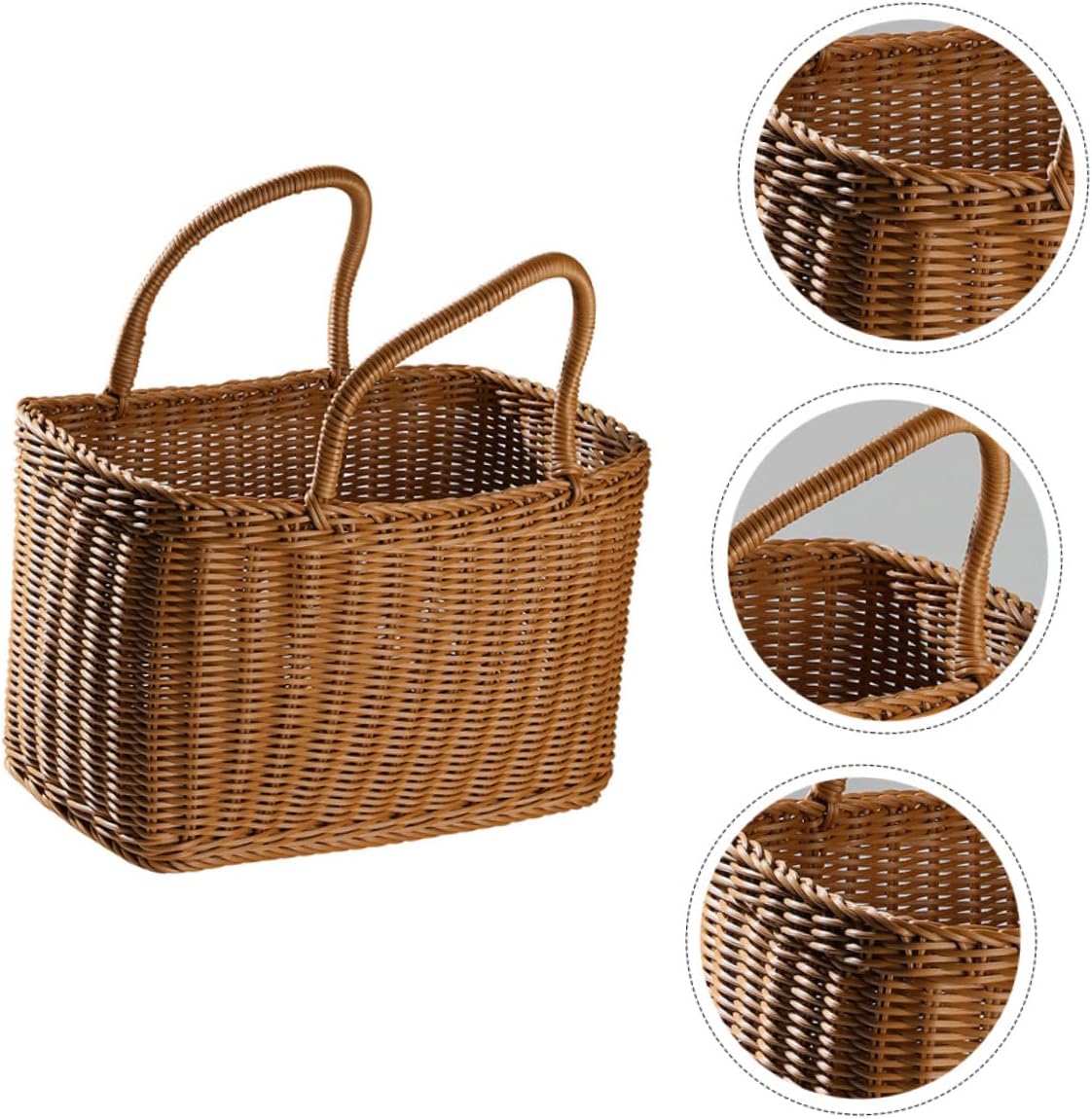 BESPORTBLE Woven Basket Outdoor Basket for Fruit Large Woven Baskets for Storage Basket Wicker Basket with Plastic Brown Vegetable Basket Hand Basket