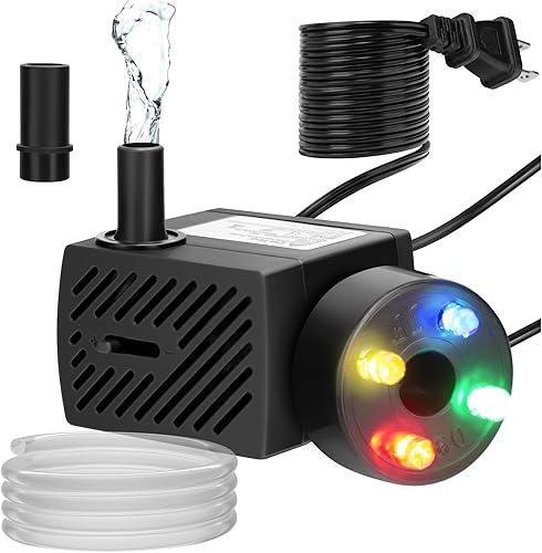 Miniatura 10 de Mini bomba de agua sumergible con luz LED 50gph 3W pequeña bomba de agua ultra silenciosa con tubo para acuario tanque de peces estanque al aire