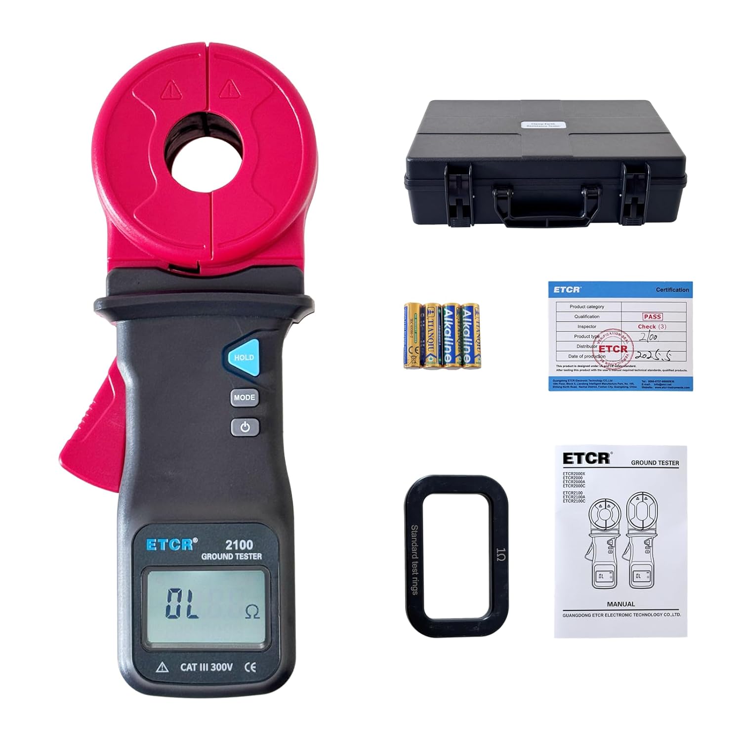 ETCR2100 Digital Clamp Ground Resistance Meter Earth Resistance Tester Loop Resistance Measurement 0.010Ω-1000Ω