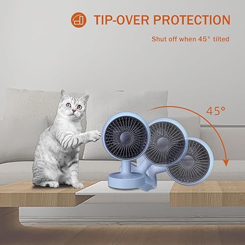 Miniatura 5 de Calentador de espacio, calentador de escritorio de 1200 W para oficina, oscilación automática lateral de 160, 3 engranajes ajustables, calefacción