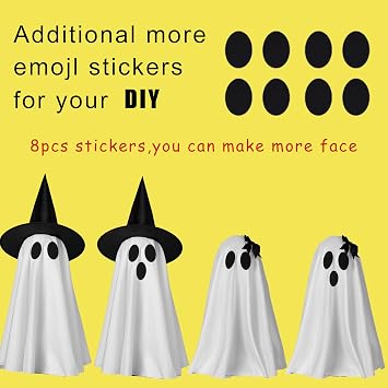 Halloween Decorations Indoor,Set of 2 Light-Up Ghosts Decor with Witch Hats