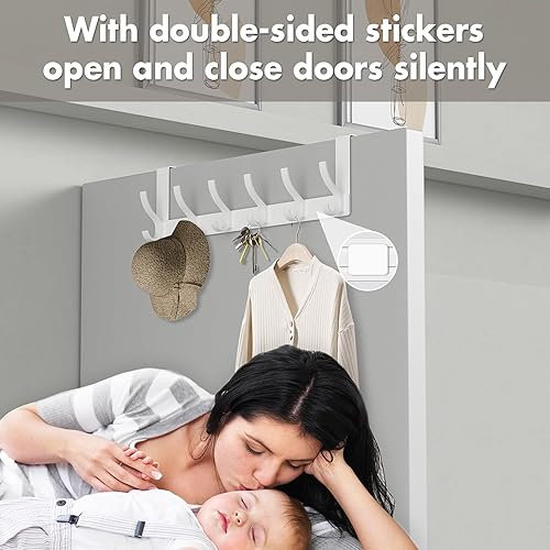Miniatura 3 de Ganchos para colgar sobre la puerta, 12 ganchos para colgar sobre la puerta, 15.5 pulgadas de largo x 4.5 pulgadas de alto, perchero para colgar