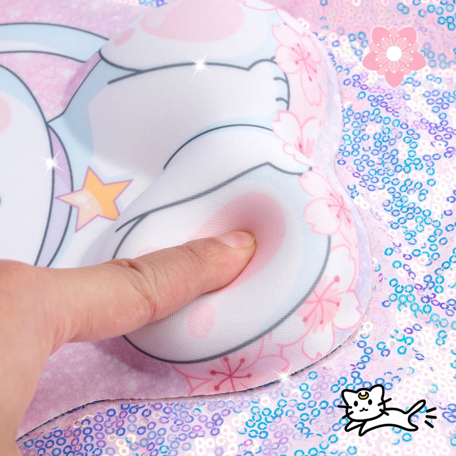 Tapis De Souris Gel Avec Repose-poignet Chat Kawaii - Ergonomique Antidérapant - Rose, Bleu, Etc.
