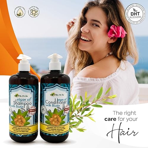 Miniatura 2 de Juego de champú y acondicionador de aceite de argán y biotina  Fórmula de fuerza profesional  Reparación del cabello natural tratamiento hidratante