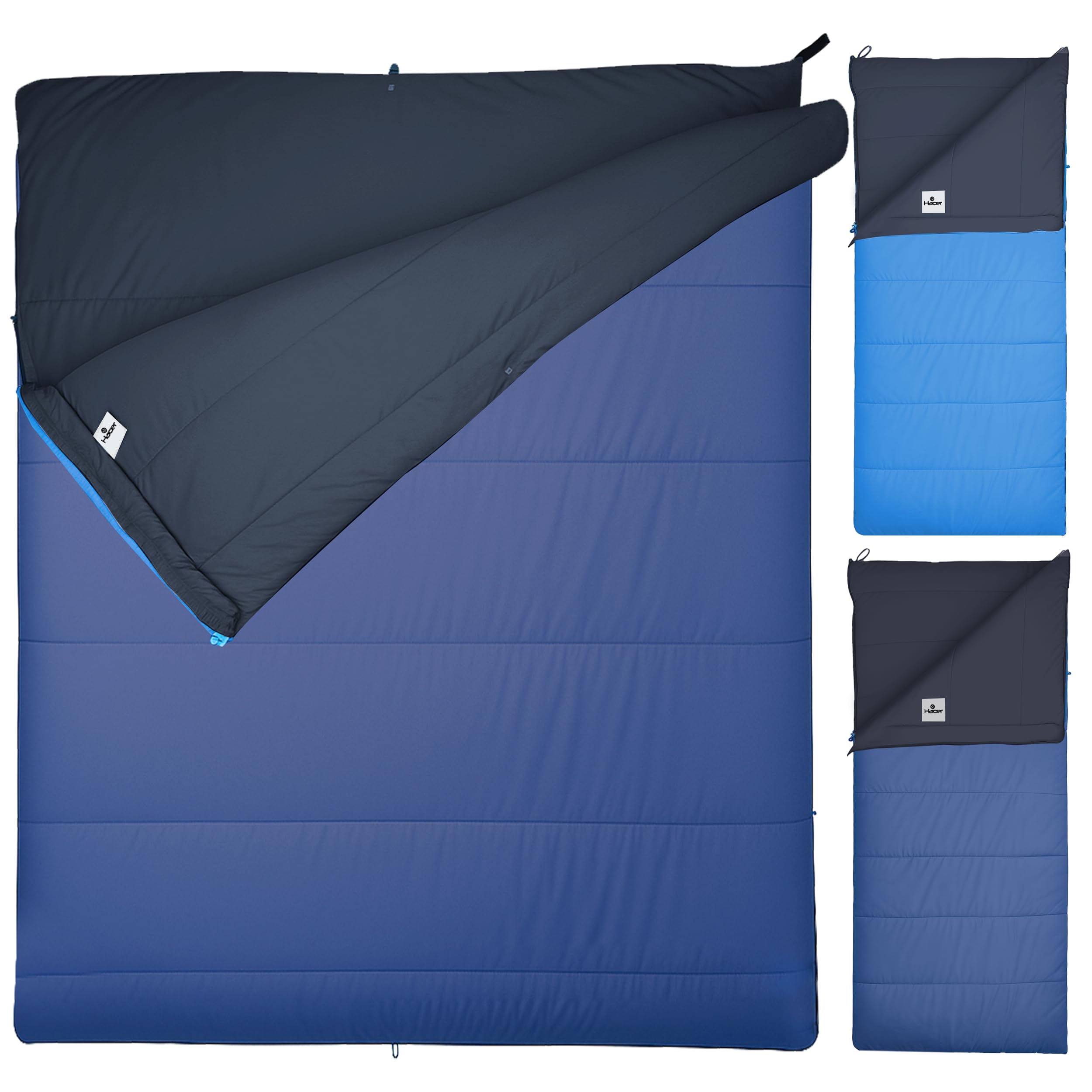 HACER Nubra 4 in 1 Camping Sleeping Bag -15°C to +6°C Rectangular Soft Nylon Lining Comfortable Hiking Trekking Bags for Adults Baby Men Women Height Upto 6ft (Pack of 1, Blue, 1.8 kg)-image-7