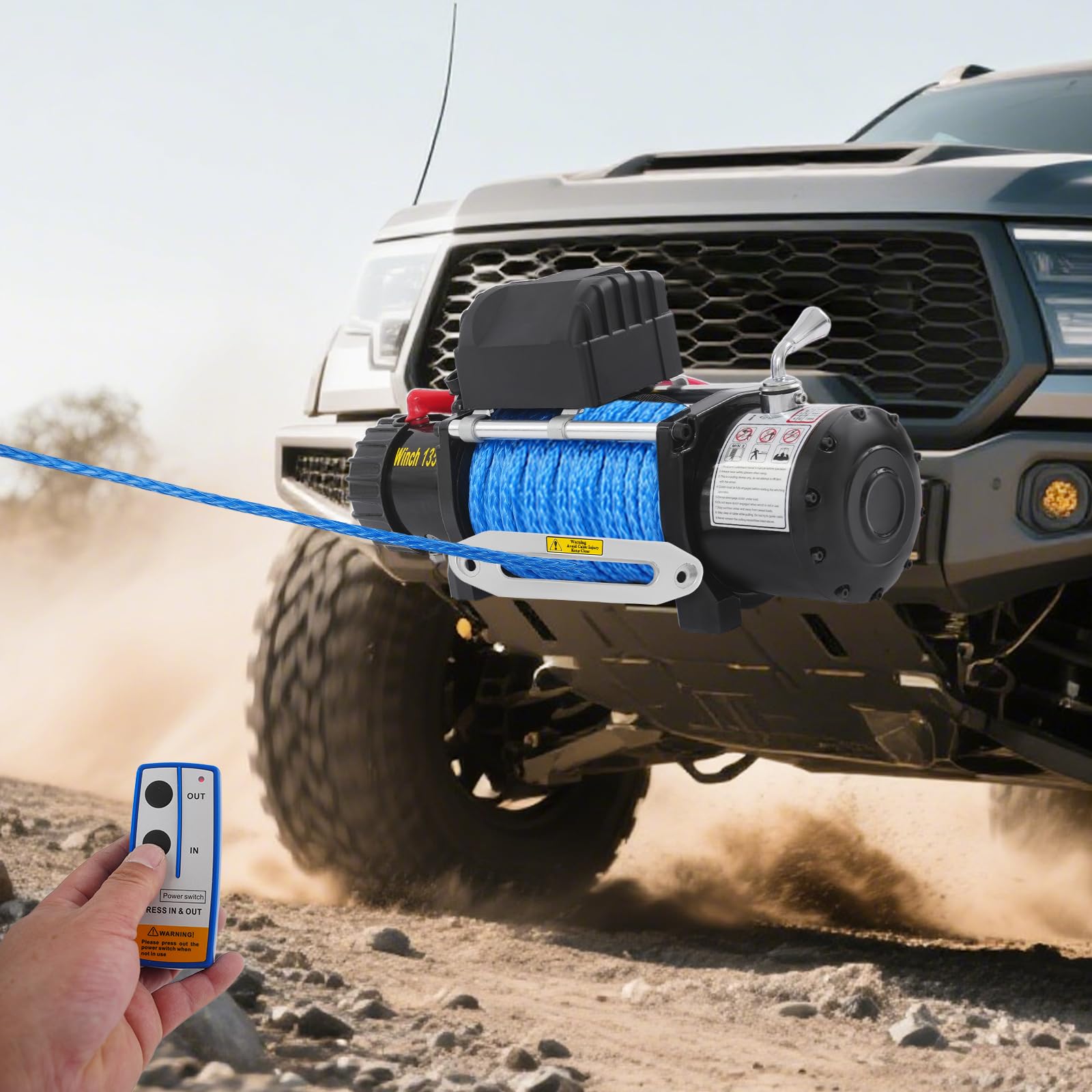 Verricello elettrico da 13500 libbre con funzione di blocco, lunghezza 26 m, verricello elettrico, per ATV, UTV, SUV, pickup, fuoristrada