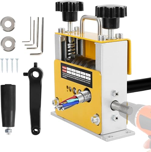 Wire Stripper Machine 2 in 1 Manual Drill Powered Cable Stripper Machine with 2 Blades for 1-17mm Cable, Electric Wire Stripper Tool S Copper Cables Recycling