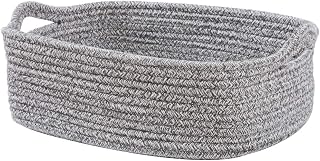 CIKI HOME Woven Cotton Rope Storage Basket - Cube Organizer for Baby Nursery, Closet Towels, Pet Toys (14.5x11x5 Inch)