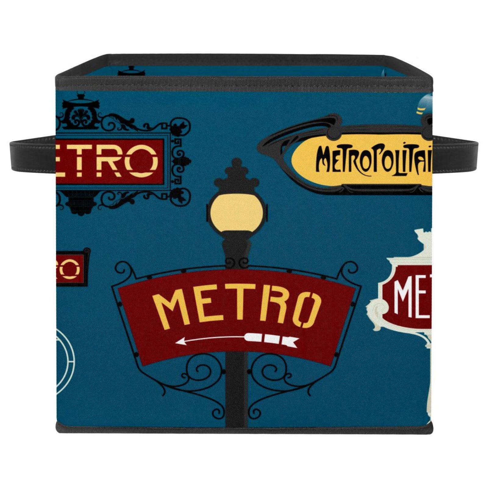 Boîte de rangement pliable en tissu cube organisateur motif Métro Paris
