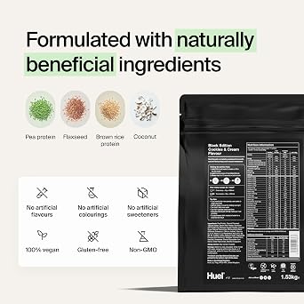 Huel Black Edition | 17 Meals 40g Protein | Cookies & Cream | 17 Servings | 8g Fibre | 27 Vitamins and Minerals | Gluten Free | Nutritionally Complete Meal Replacement